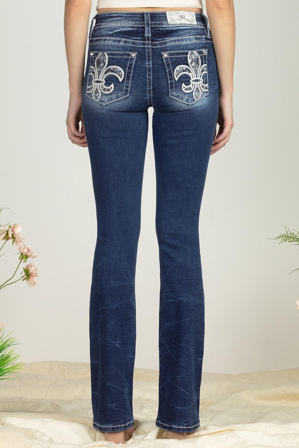 Aztec Sequin Fleur De Lis Bootcut Denim Product Image