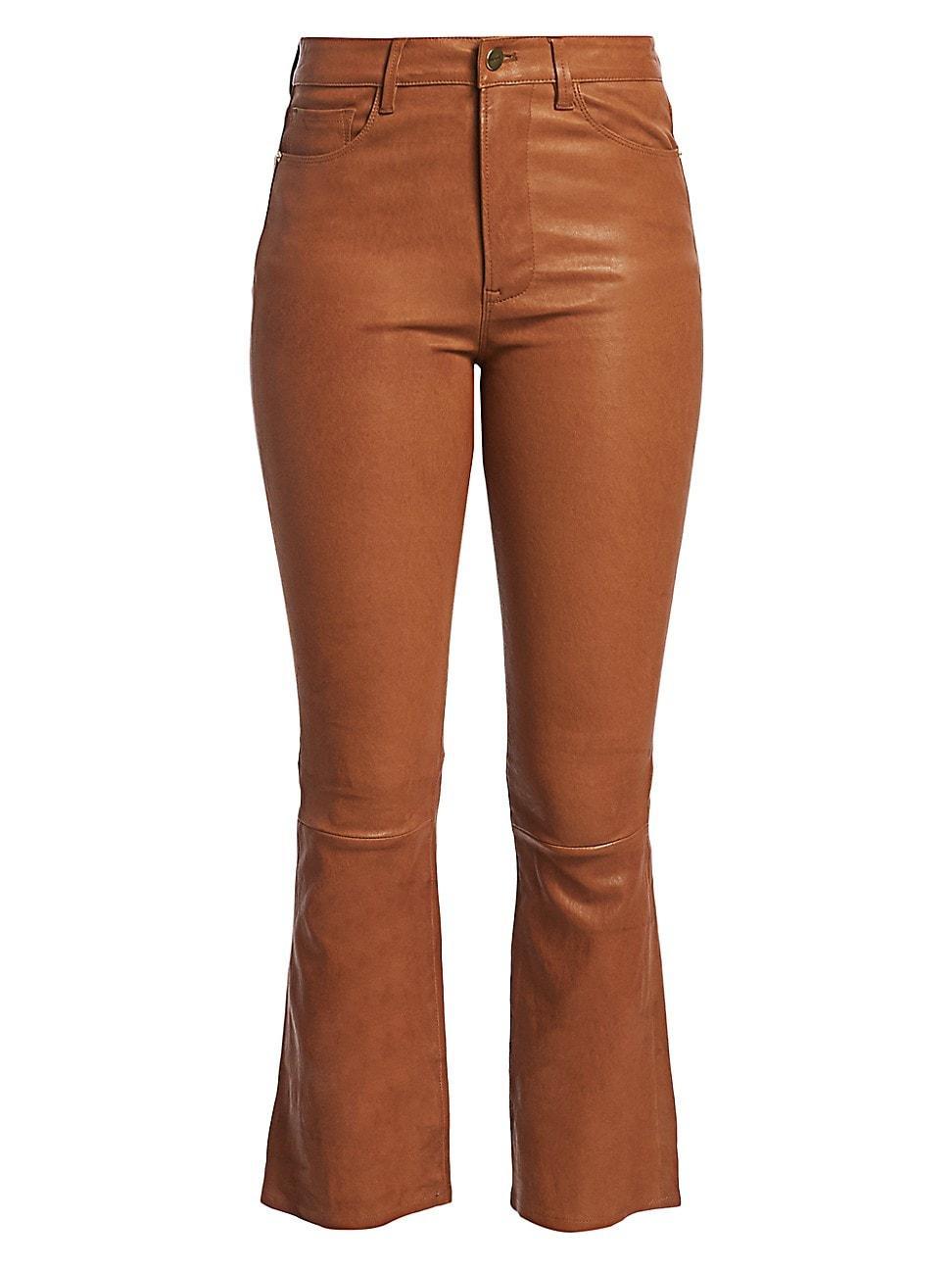 Womens Leather High-Rise Kick Flare Pants product image