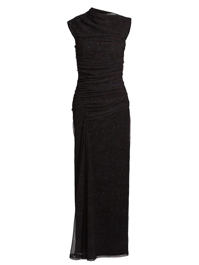 Womens Viona Ruched Mesh Maxi Dress Product Image