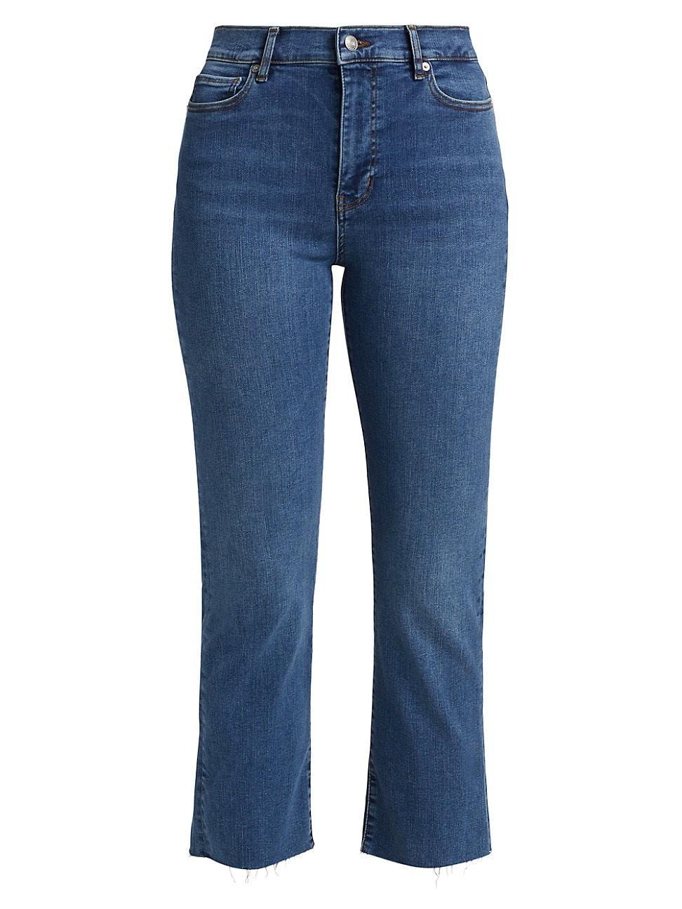 Womens Le High Straight Raw Fray Mid-Rise Stretch Crop Jeans product image