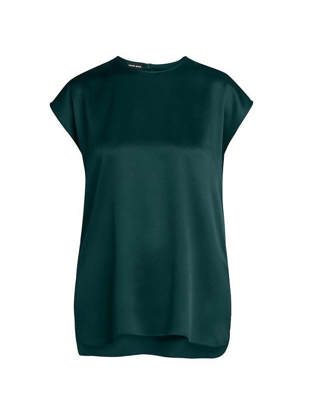 Womens Silk Satin Cap-Sleeve Top Product Image