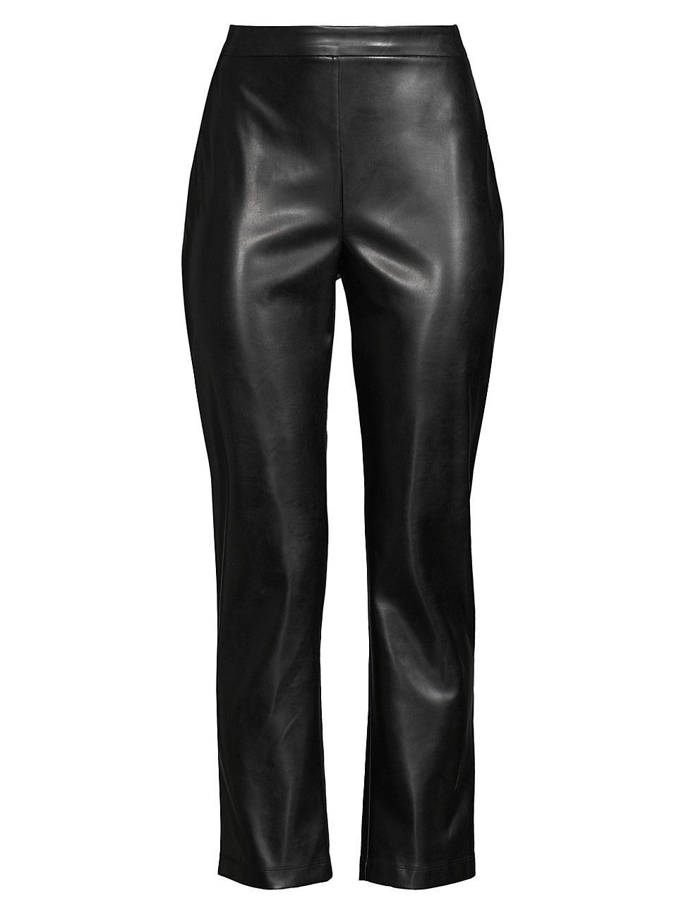 Womens Vegan Leather Crop Pants Product Image