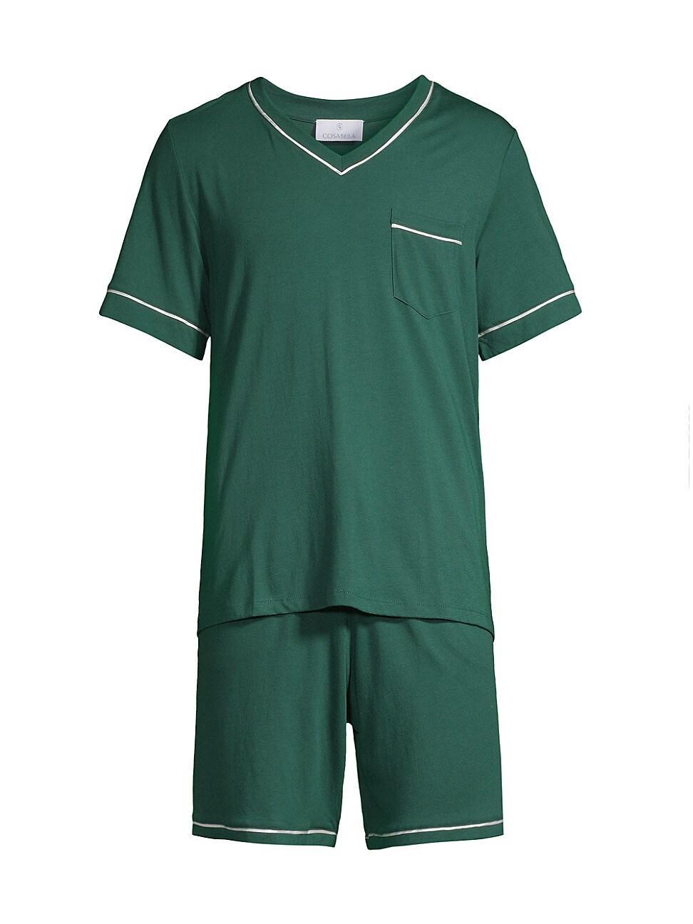 Mens 2-Piece Bella V-Neck T-Shirt & Shorts Pajama Set Product Image