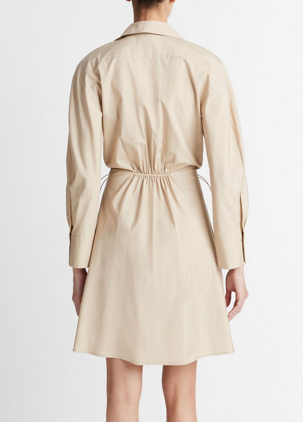 Cotton Drawcord Ruched Shirt Dress Product Image