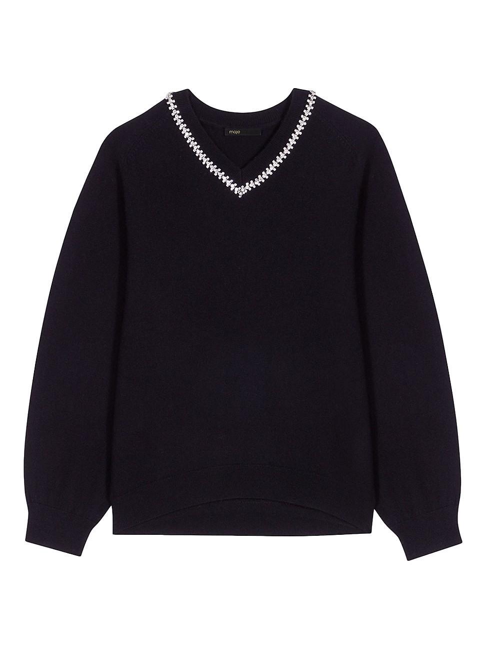 Womens Knit Jumper with Rhinestone Neck Product Image