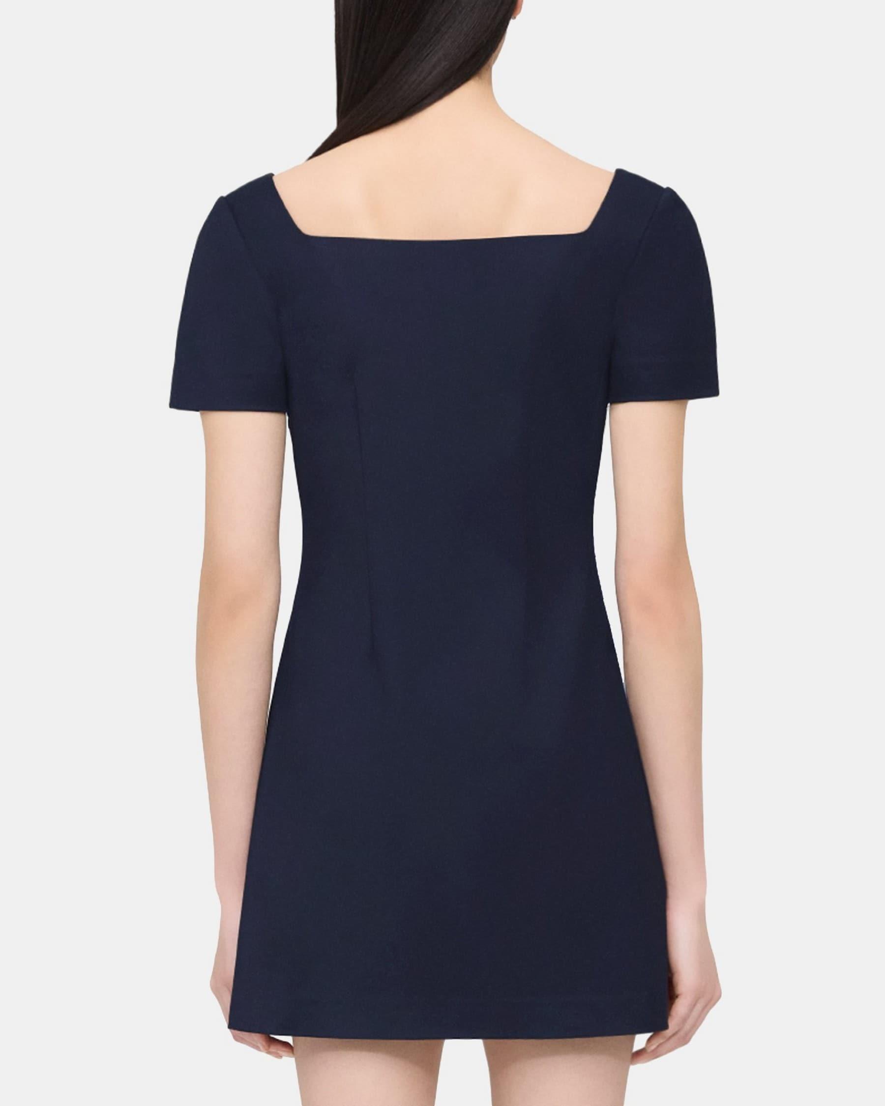 Square Neck Mini Dress in Cotton-Blend Product Image