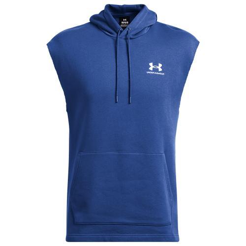 Under Armour Mens Icon Fleece Sleeveless Hoodie - Tech Blue/White Product Image