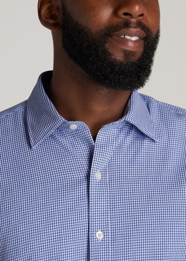 Oskar Button-Up Dress Shirt for Tall Men in Cobalt Mini Check Product Image