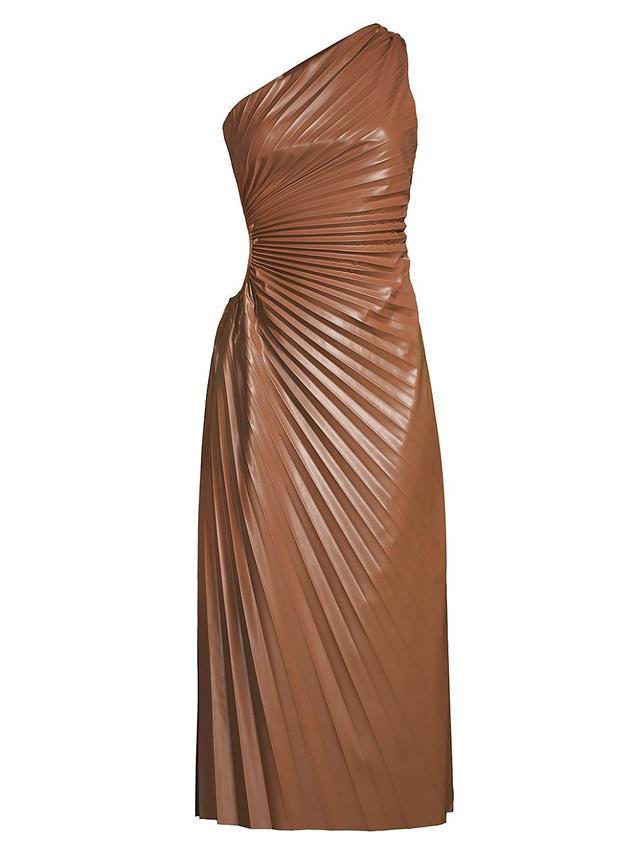 Womens Solie Faux-Leather Pleated Asymmetric Dress Product Image