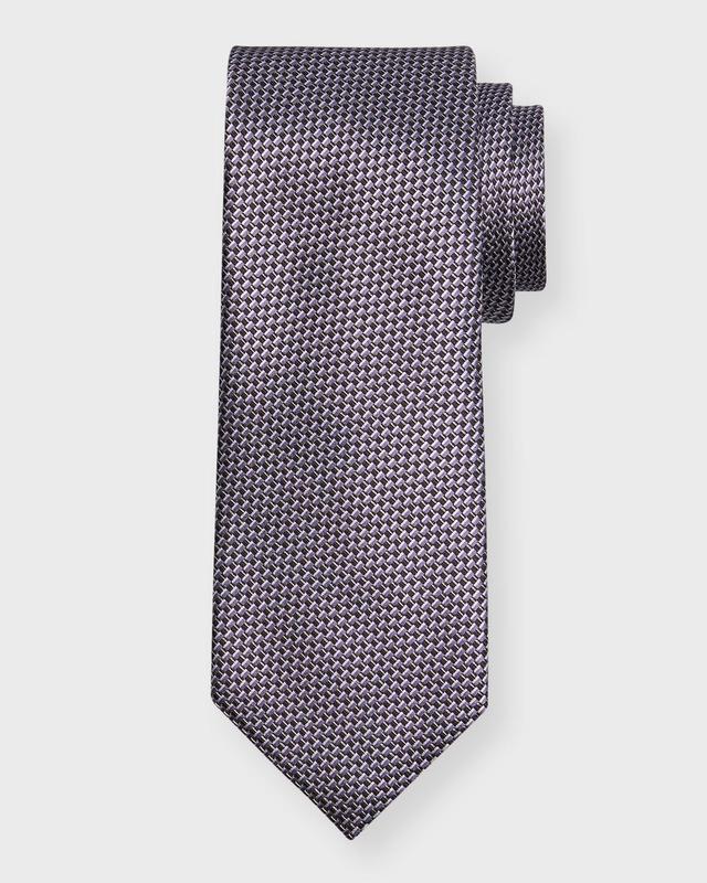 Mens Micro-Print Mulberry Silk Tie Product Image