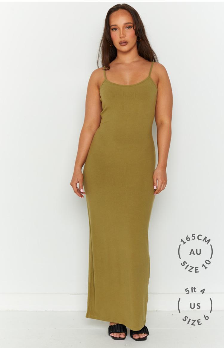 Melrose Khaki Maxi Dress Product Image