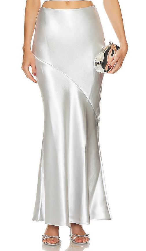 LPA Amalia Maxi Skirt Metallic Silver. (also in ). Product Image