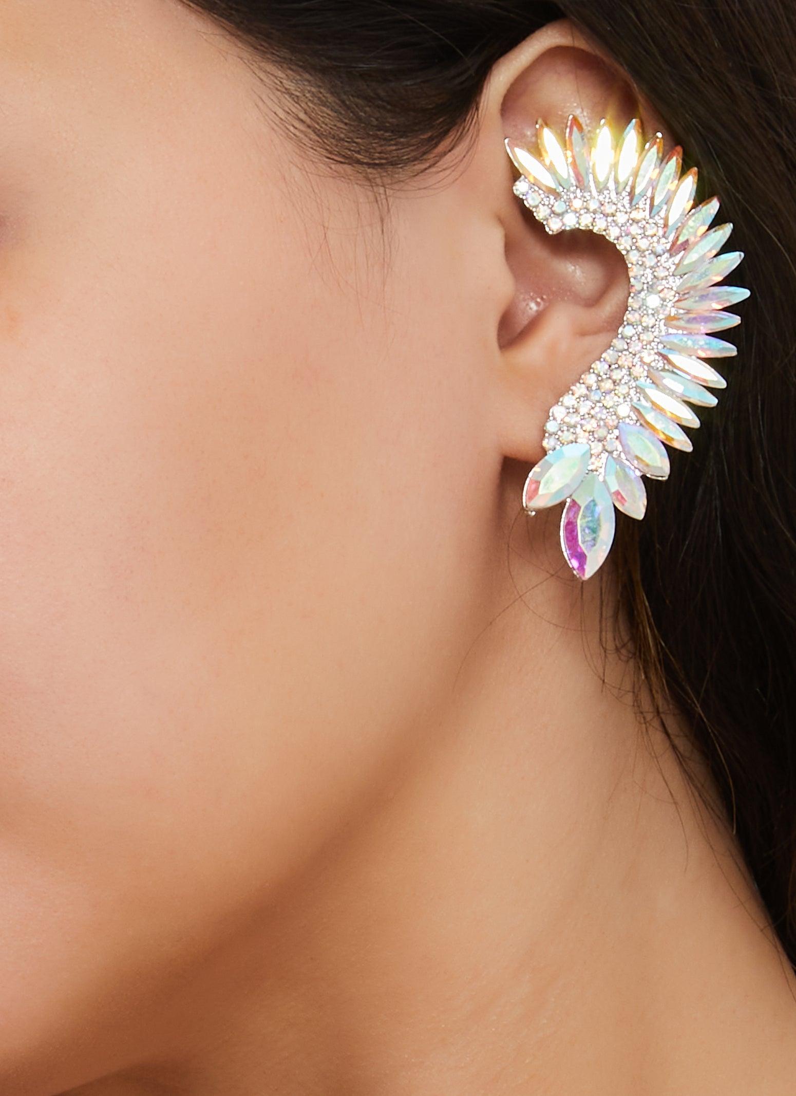 Womens Rhinestone Embellished Climber Earrings Product Image