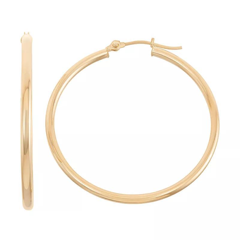 Jordan Blue 14k Gold Tube Hoop Earrings - 35 mm, Womens, Yellow Product Image