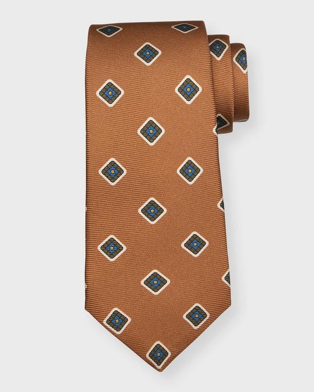 Mens Geometric-Print Silk Tie Product Image