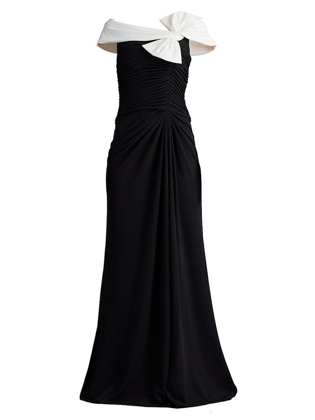 Womens Knotted Bow & Gathered Crepe Gown Product Image