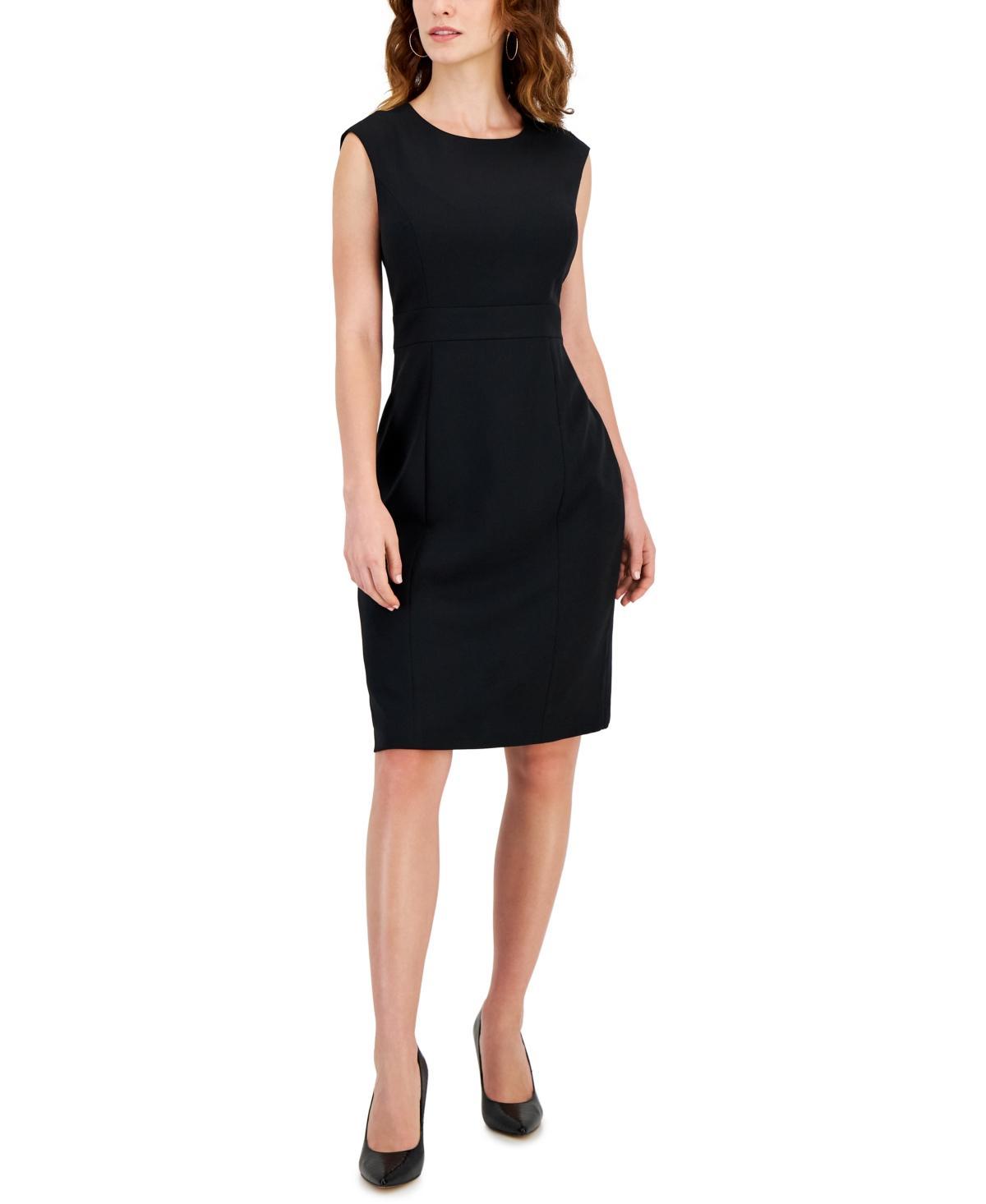 Kasper Petite Size Cap Sleeve Princess Seam Crepe Sheath Dress Product Image