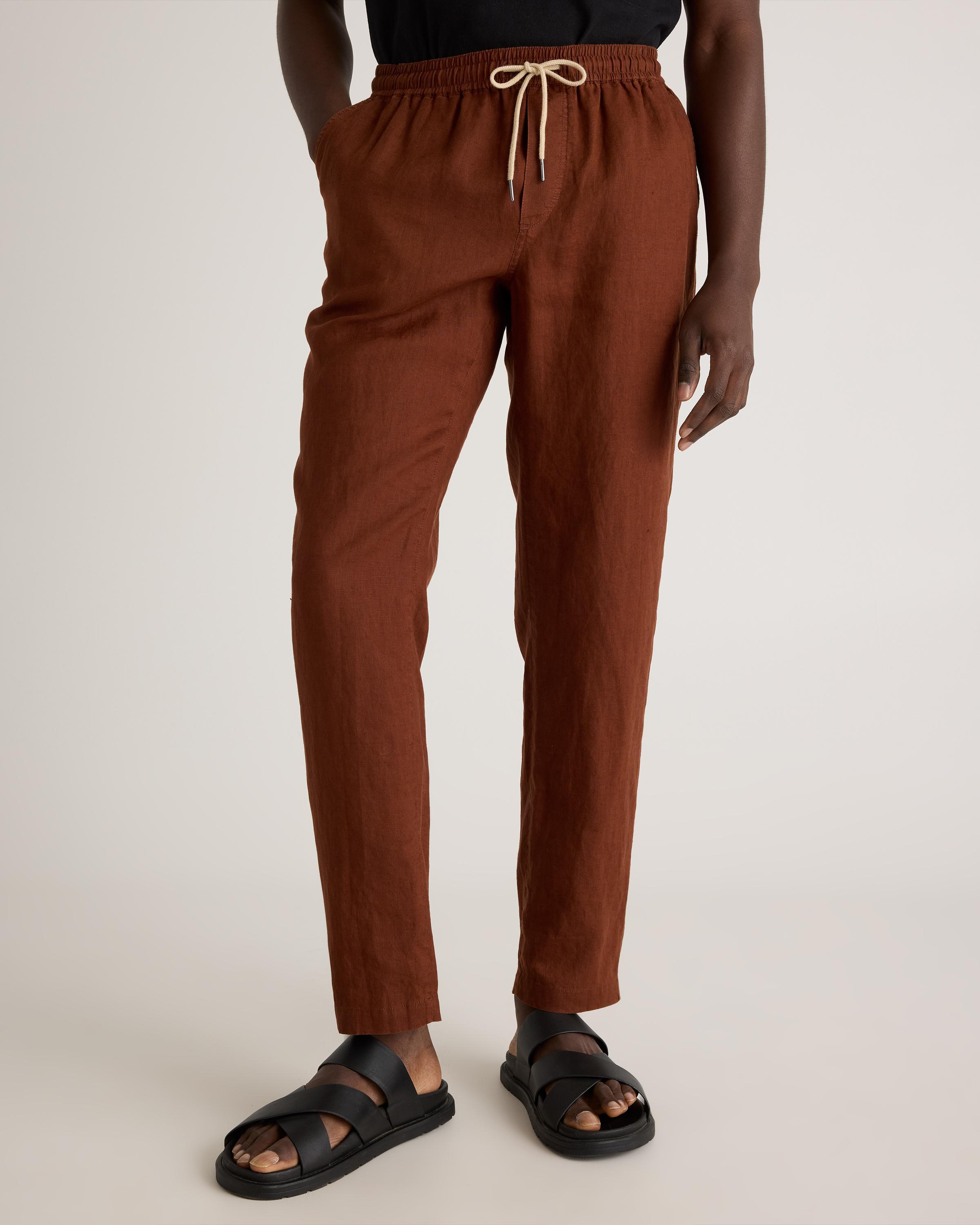 100% European Linen Drawstring Beach Pants Product Image