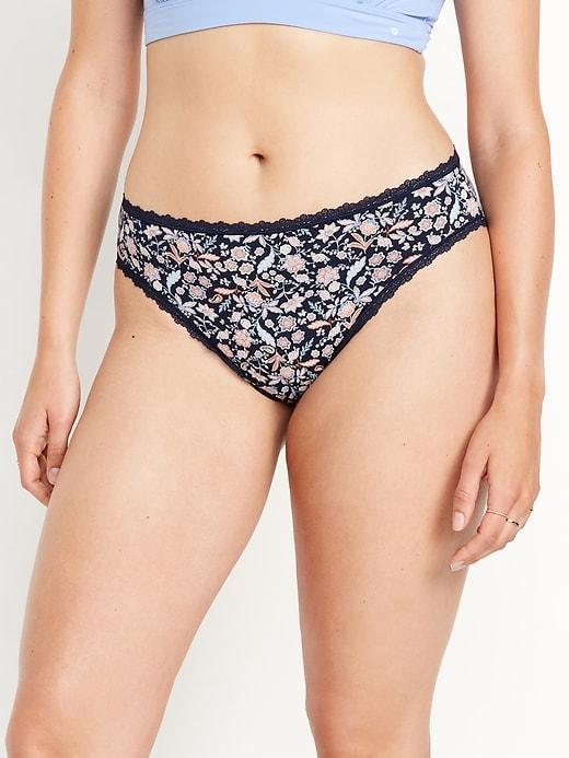 High-Waisted Lace-Trim Bikini Underwear Product Image