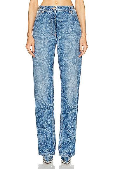 VERSACE Straight Leg in Medium Blue - Blue. Size 26 (also in 24, 25). Product Image