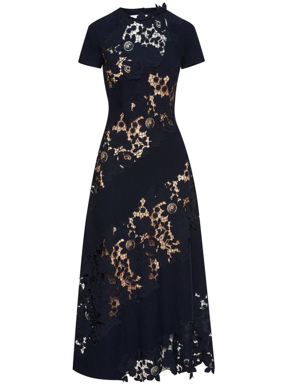 Mixed Botanical guipure-lace midi dress Product Image