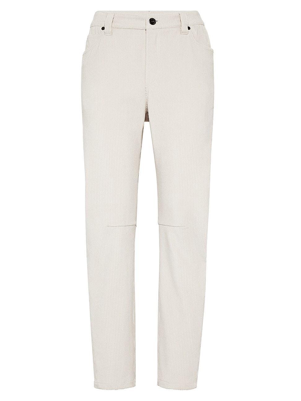 Womens Comfort Cotton Corduroy Tapered Five Pocket Trousers With Shiny Tab product image