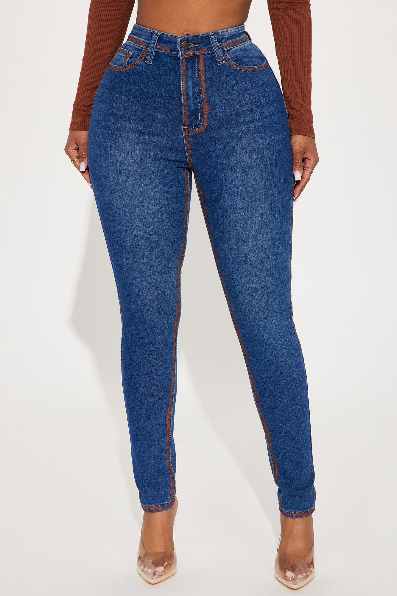 Taylen Foil Stretch Skinny Jeans - Dark Wash Product Image