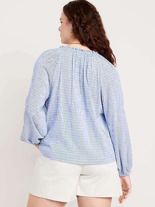 Ruffled Split-Neck Top Product Image