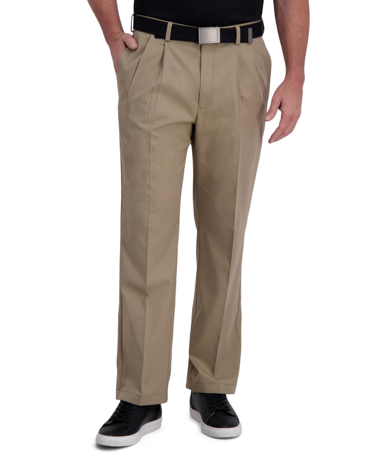 Mens Haggar Cool Right Performance Flex Classic-Fit Pleated Pants Product Image