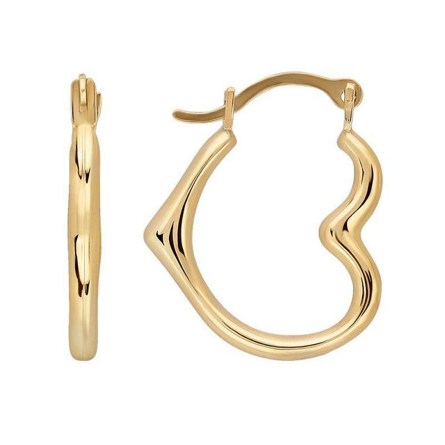 Everlasting Gold 10k Gold Heart Hoop Earrings, Womens, Yellow Product Image