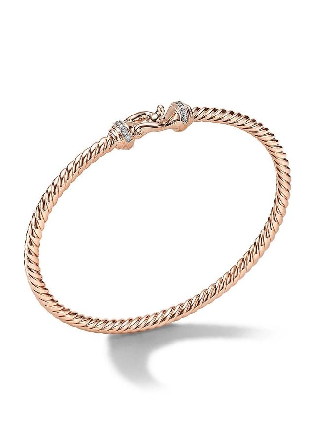 Womens Buckle Bracelet in 18K Rose Gold with Pav Diamonds Product Image