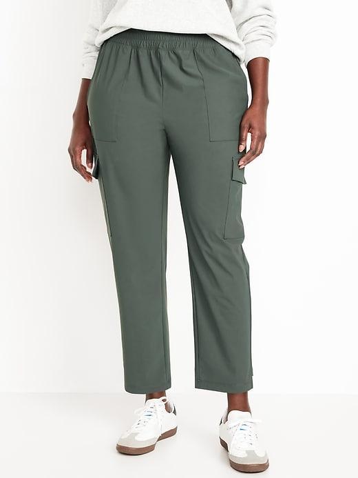 High-Waisted SleekTech Cargo Ankle Pants Product Image