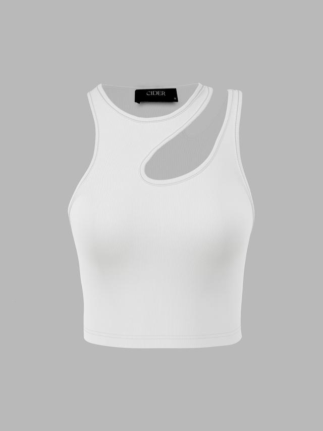 Solid Asymmetrical Sleeveless Crop Top Product Image