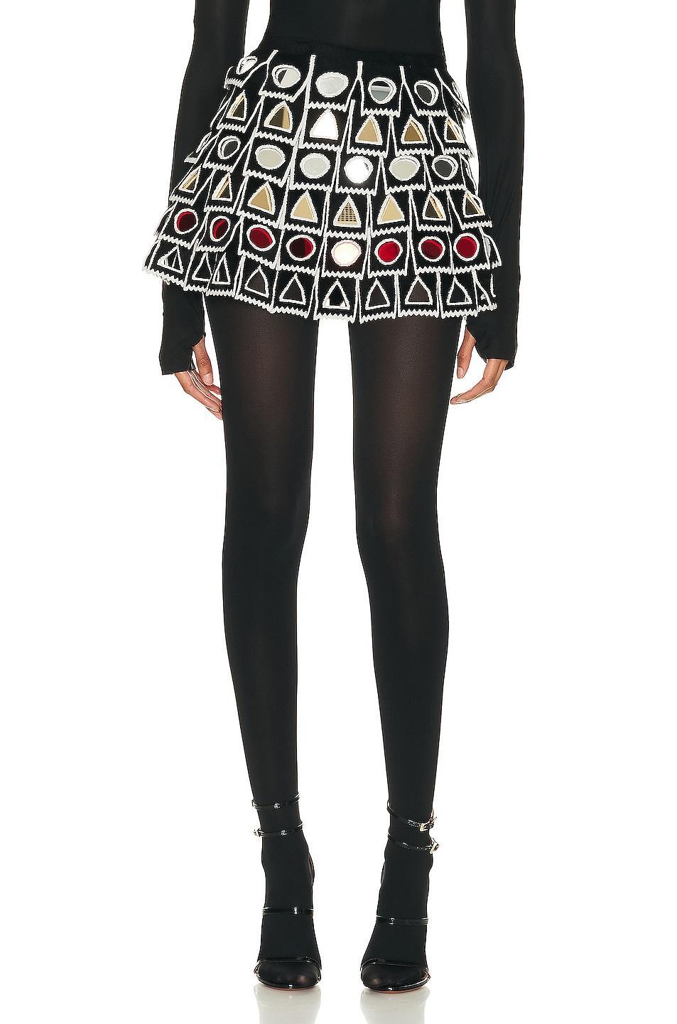 ALAÏA - Women's Mirror Mini Skirt - Black/white - FR 40 - Moda Operandi Product Image