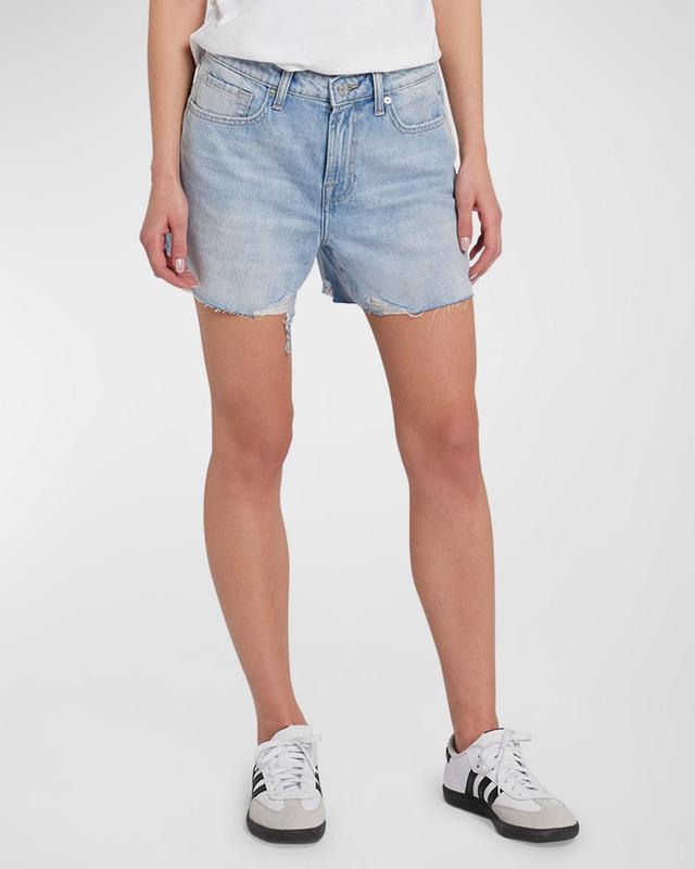 7 For All Mankind Monroe High Rise Distressed Denim Shorts in Time Off Product Image