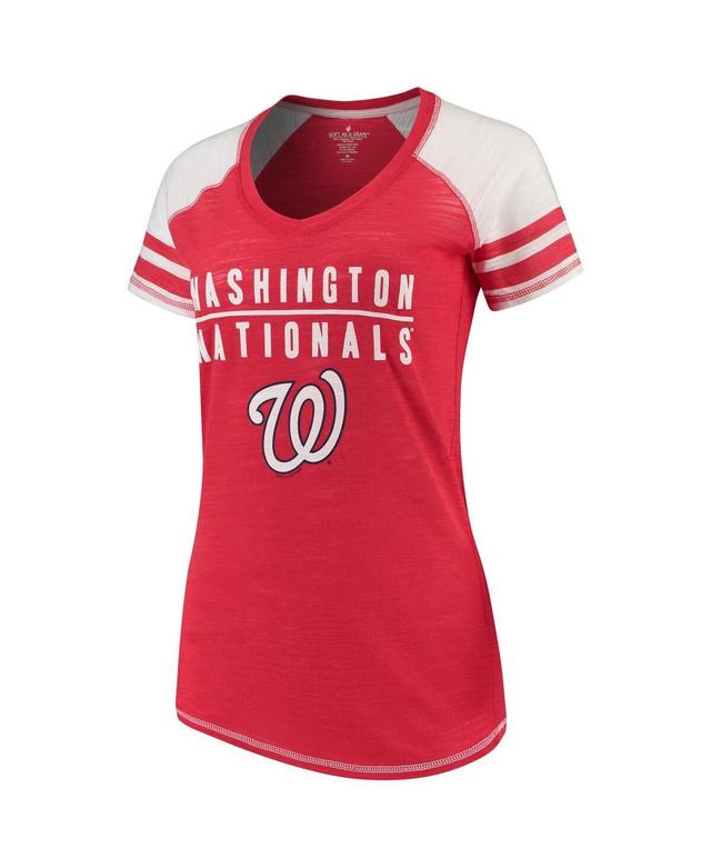 Womens Soft as a Grape Washington Nationals Color Block V-Neck T-Shirt Product Image