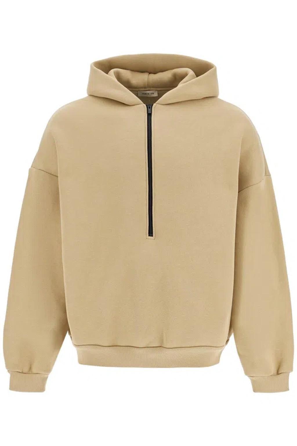 FEAR OF GOD Tan Fleece Half Zip Mockneck Sweatshirt In Beige Product Image