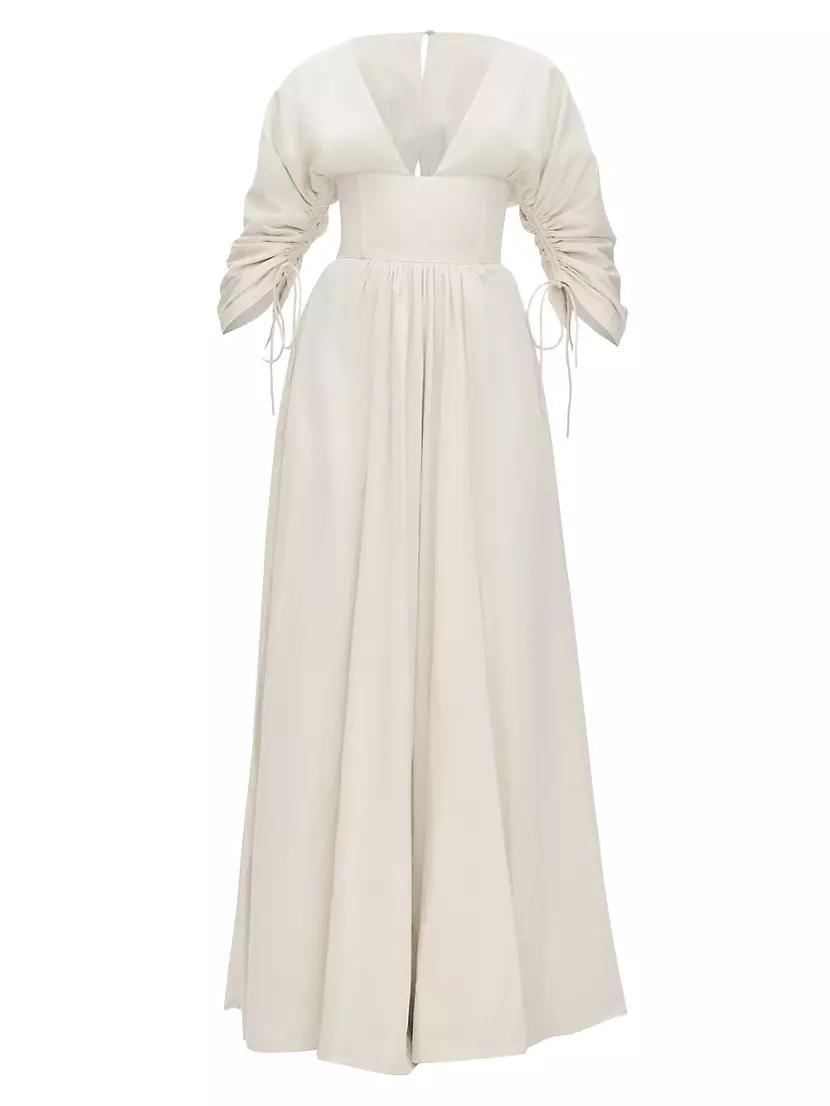 Adelle Cotton Lace-Up Corset Maxi Dress Product Image