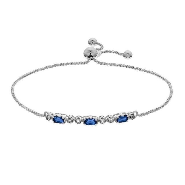 Sterling Silver Lab-Created Sapphire & White Sapphire Adjustable Bracelet, Womens Blue Product Image