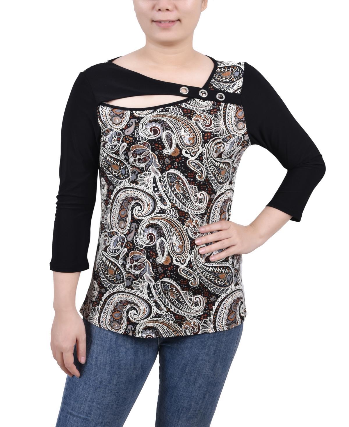 Petite NY Collection 3/4 Solid Sleeve ITY Blouse Product Image