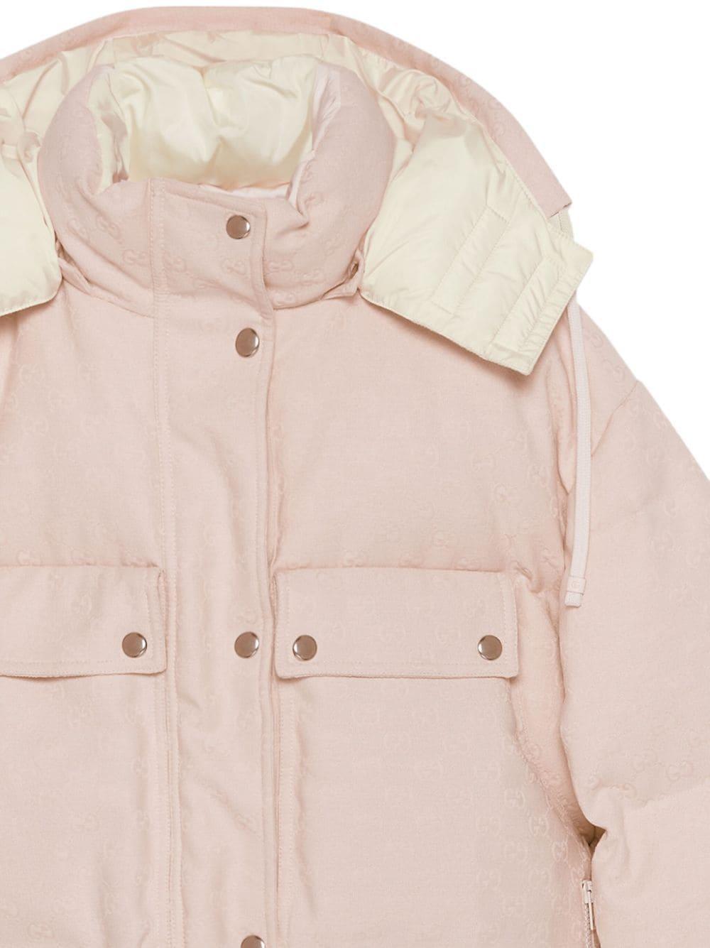 Gg Cotton Canvas Puffer Jacket In Pink Product Image