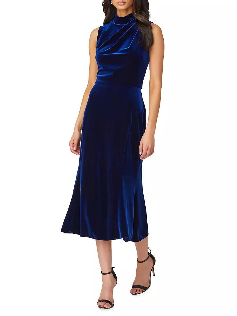 Audrey Velvet Draped Midi-Dress Product Image