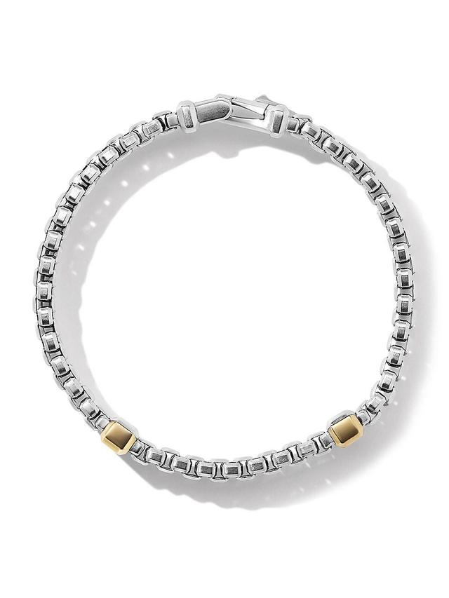 Mens Double Box Chain Bracelet with 18K Yellow Gold Product Image