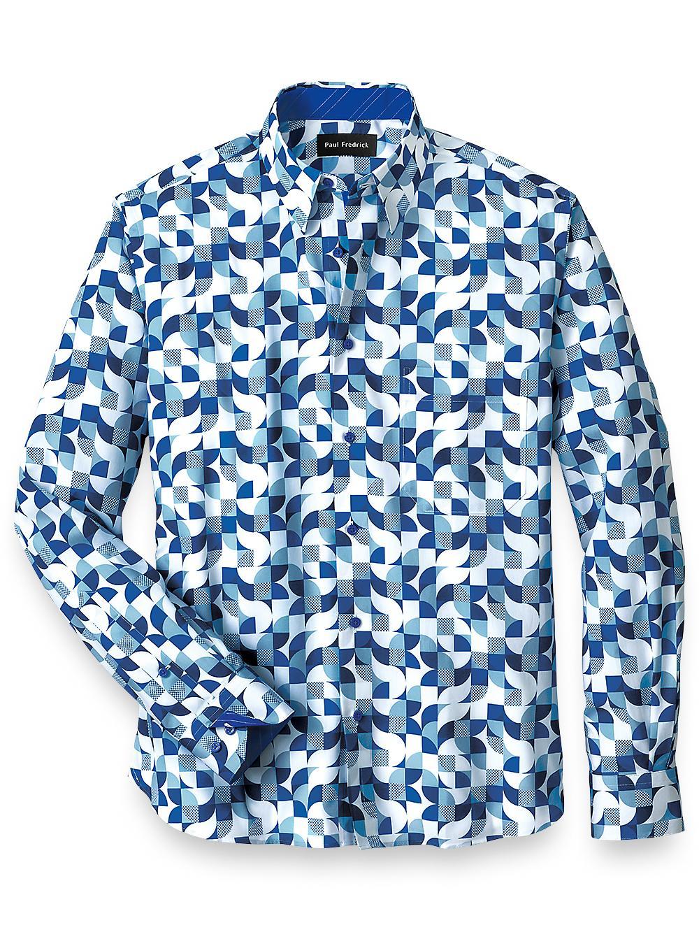 Cotton Deco Print Casual Shirt With Contrast Trim Product Image