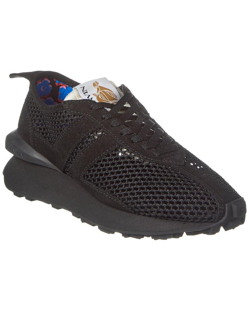 LANVIN Bumpr Mesh & Suede Sneaker In Black Product Image