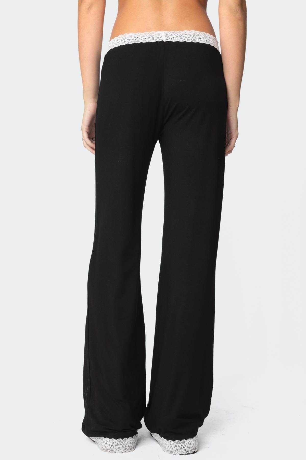 Domino Contrast Lace Trim Pants Product Image