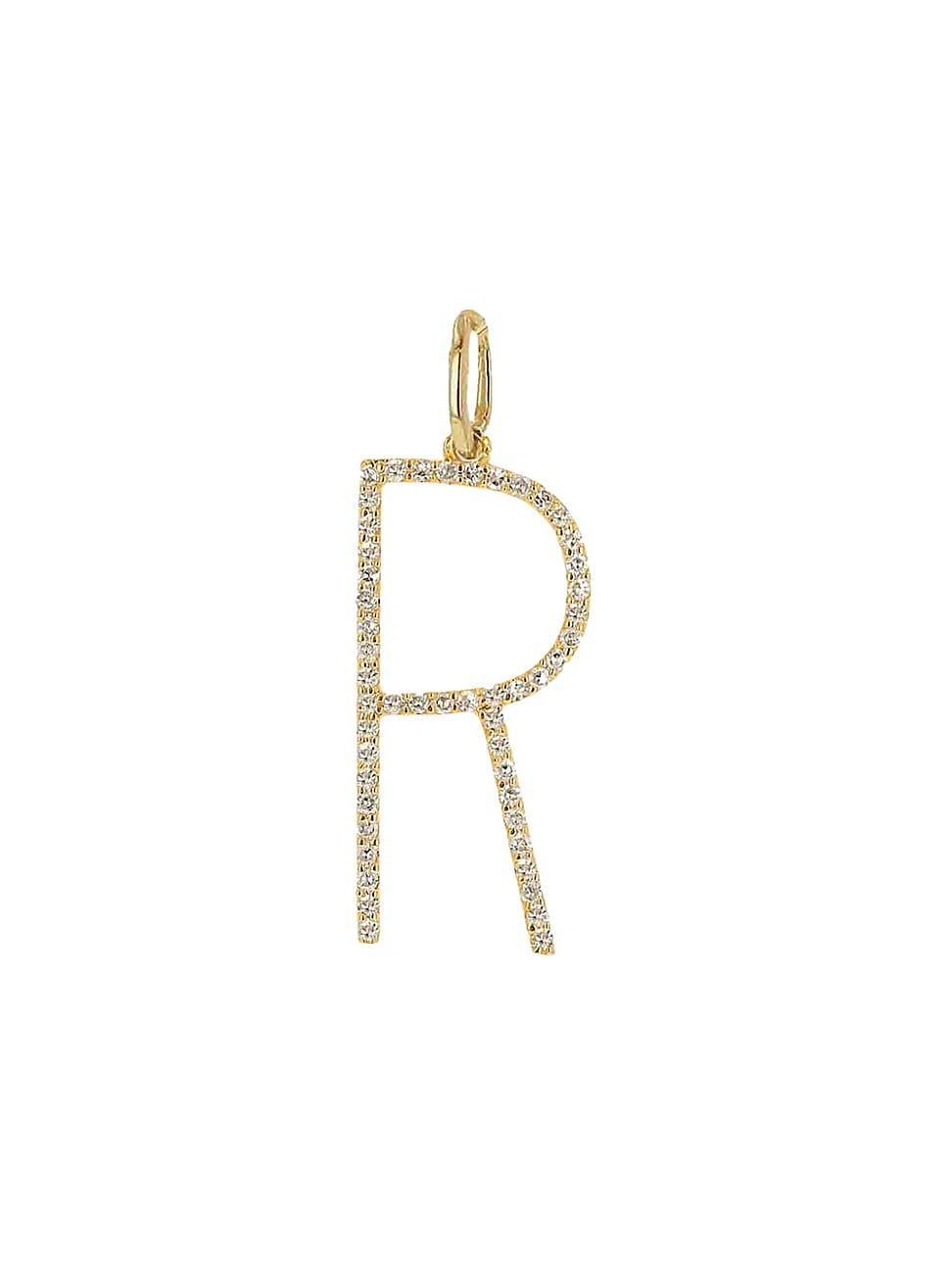 Womens 14K Yellow Gold & 0.16 TCW Diamond Oversized Initial Pendant Product Image