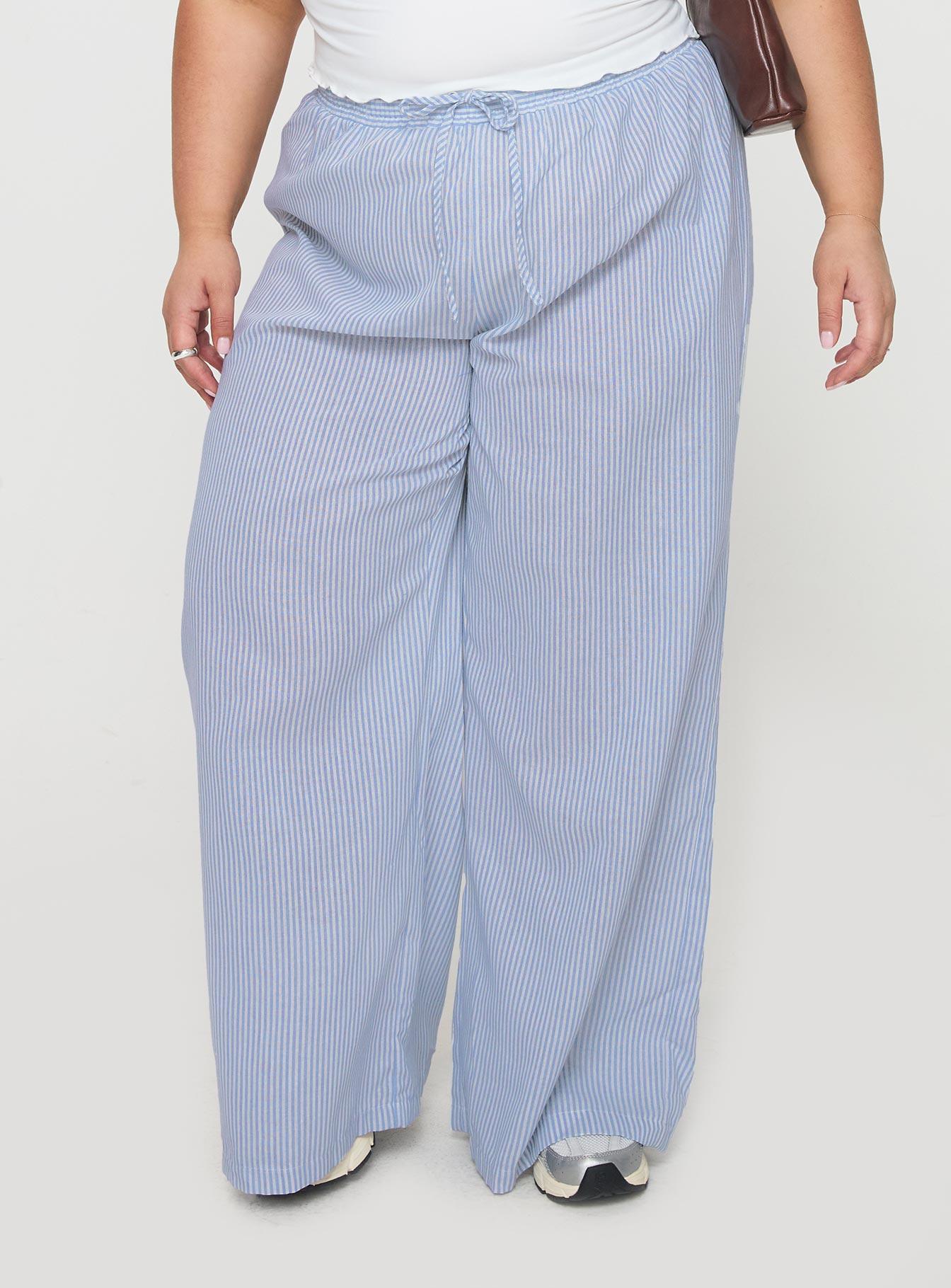 Holiday Tie Front Pant Blue / White Stripe Curve Product Image