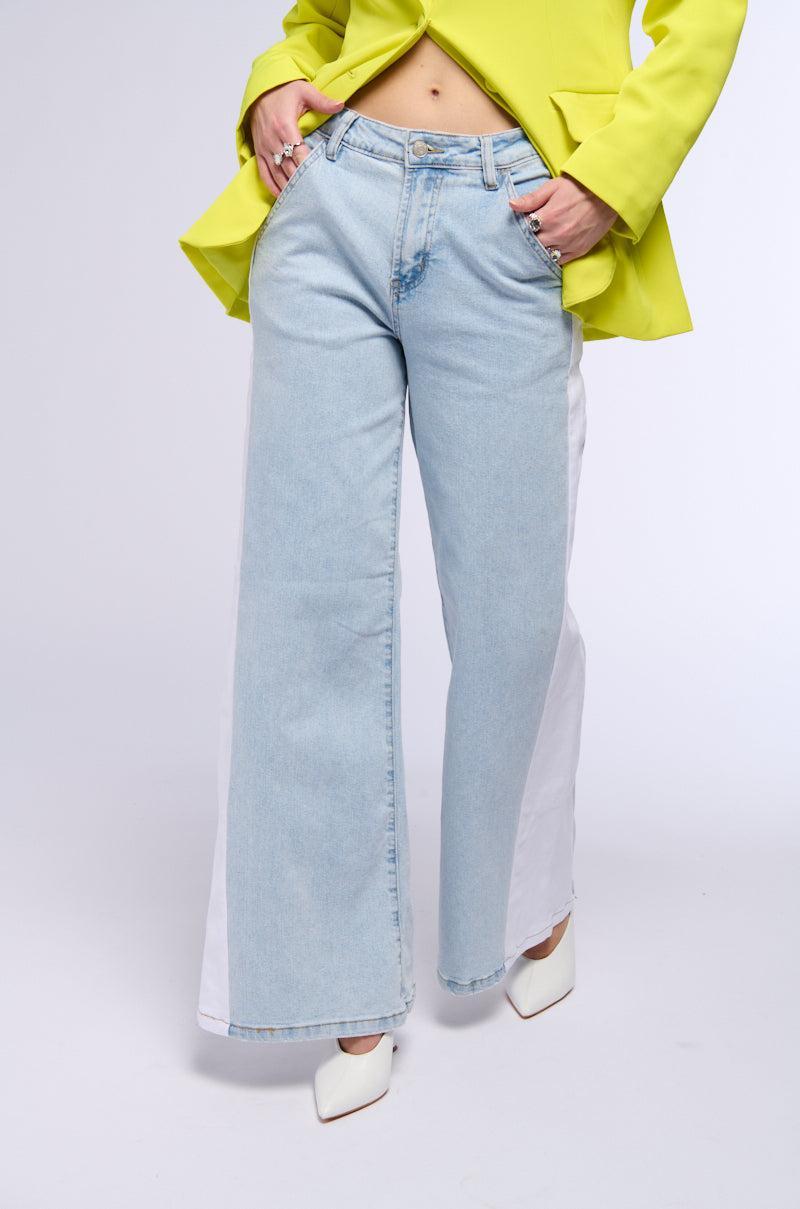 IN AND OUT MID RISE WIDE LEG JEANS Product Image