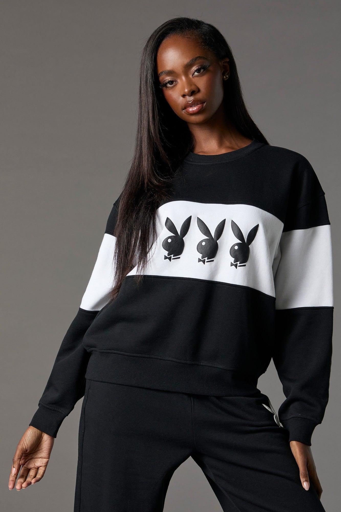 Playboy Graphic Colourblock Fleece Sweatshirt Female Product Image